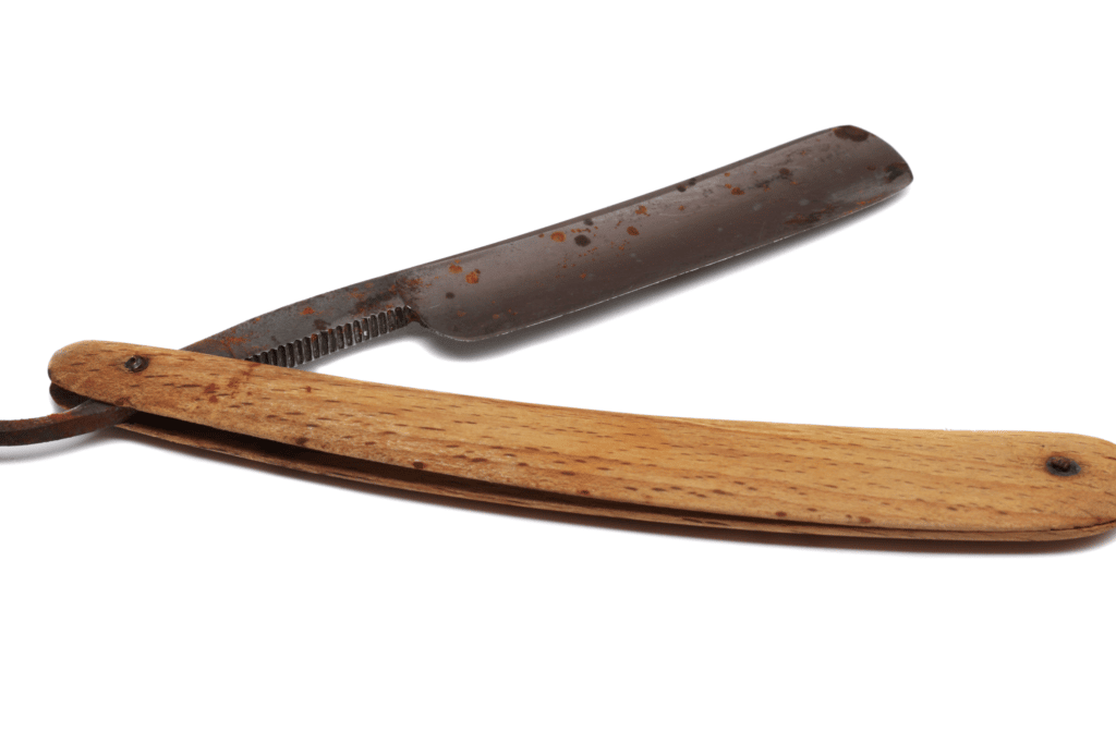 a rusty and potentially dangerous straight razor